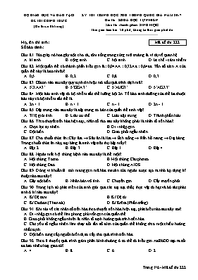 Đề thi Trung học phổ thông Quốc gia môn Sinh 