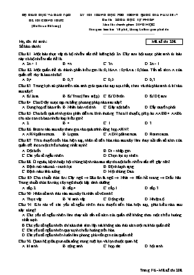 Đề thi Trung học phổ thông Quốc gia môn Sinh học năm 2017 - Mã đề 208