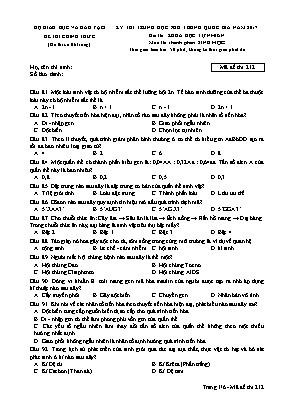 Đề thi Trung học phổ thông Quốc gia môn Sinh 