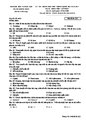Đề thi Trung học phổ thông Quốc gia môn Sinh 
