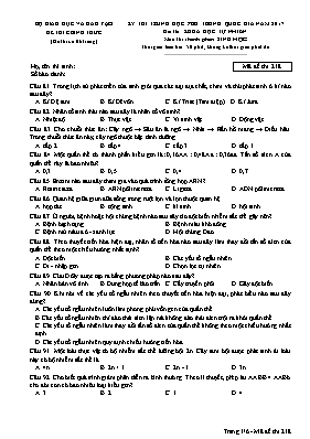 Đề thi Trung học phổ thông Quốc gia môn Sinh 