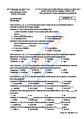 Đề thi Trung học phổ thông Quốc gia môn Tiếng