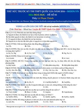 Đề thử sức trước kỳ thi THPT Quốc gia môn Hóa