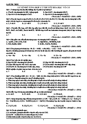 Đề tổng hợp lý thuyết Hóa học vô cơ