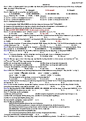Đề tổng ôn lý thuyết Hóa học THPT