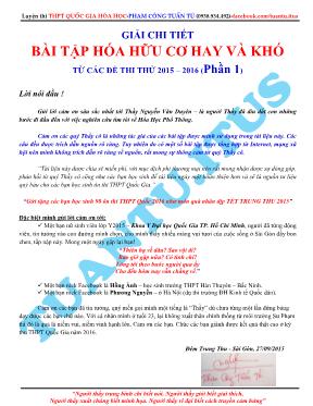 Giải chi tiết bài tập Hóa hữu cơ hay và khó t