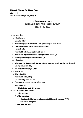 Giáo án Hóa học 10 (Cơ bản) - Bài 33: Axit su