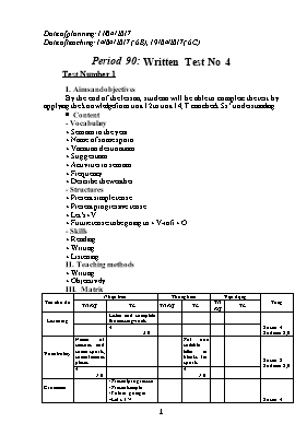 Giáo án Tiếng Anh Lớp 6 - Period 90: Written 