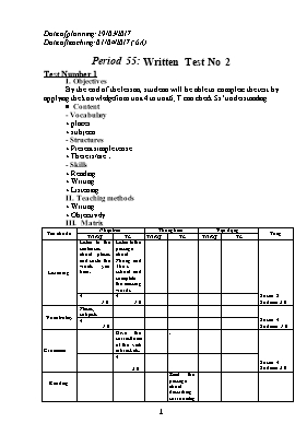Giáo án Tiếng Anh Lớp 6 - Tiết 55: Written te
