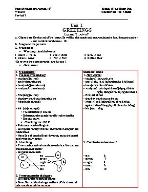 Giáo án Tiếng Anh Lớp 6 - Unit 1: Greetings -