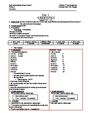 Giáo án Tiếng Anh Lớp 6 - Unit 1: Greetings -