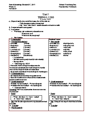 Giáo án Tiếng Anh Lớp 6 - Unit 5: Things I do