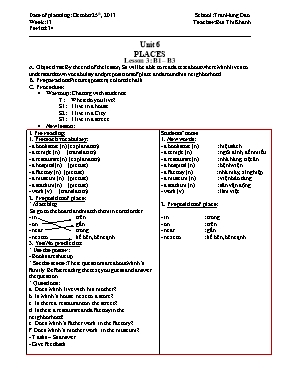 Giáo án Tiếng Anh Lớp 6 - Unit 6: Places - Lesson 3: B1 – B3 - Bùi Thị Khánh