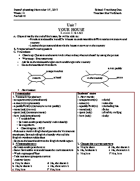 Giáo án Tiếng Anh Lớp 6 - Unit 7: Your house - Lesson 1: B1 - B3 - Bùi Thị Khánh