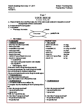 Giáo án Tiếng Anh Lớp 6 - Unit 7: Your house - Lesson 4: C1, C3 - Bùi Thị Khánh