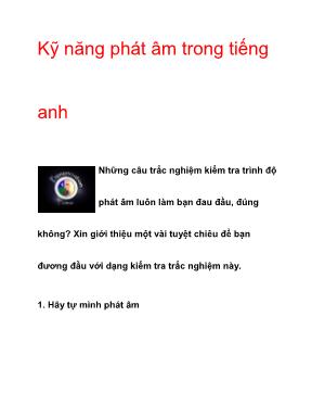 Kỹ năng phát âm trong tiếng Anh