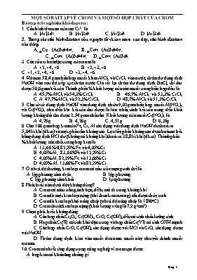 Một số bài tập về crom và một số hợp chất của