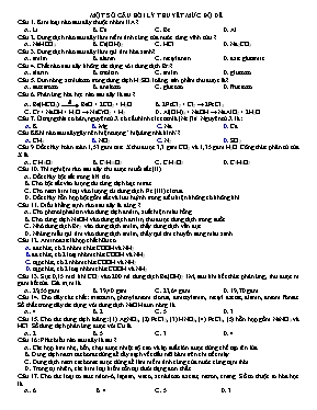 Một số câu hỏi lý thuyết mức độ dễ thi THPT Q