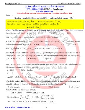 Phương pháp giải nhanh bài tập Hóa vô cơ - Nguyễn Vũ Minh