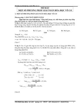 Tài liệu ôn thi đại học môn Hóa vô cơ - Một s