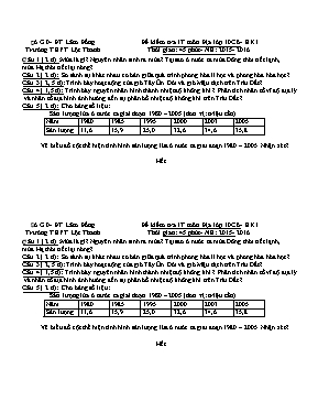 2 Đề kiểm tra 1 tiết học kỳ 1 môn Địa lý Lớp 