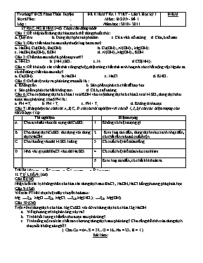 2 Đề kiểm tra 1 tiết lần 2 học kỳ 1 môn Hóa học Lớp 9 - Năm học 2010-2011 - Trường THCS Phan Thúc Duyện (Có đáp án)