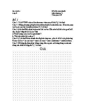 2 Đề kiểm tra 1 tiết môn Hóa học Lớp 9