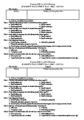 2 Đề kiểm tra 15 phút lần 2 học kỳ 2 môn Giáo