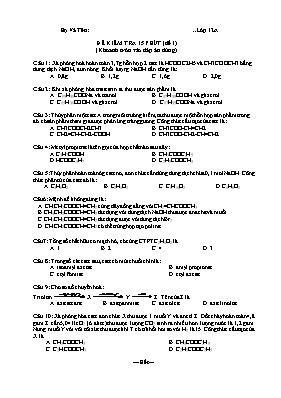 2 Đề kiểm tra 15 phút môn Hóa học Lớp 12