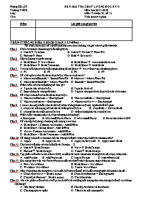 2 Đề kiểm tra chất lượng học kỳ II môn Tin học Lớp 9 - Năm học 2011-2012