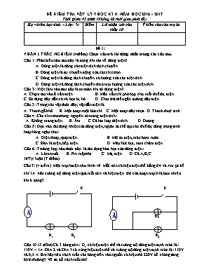 2 Đề kiểm tra học kỳ 2 môn Vật lý Lớp 7 - Năm học 2016-2017