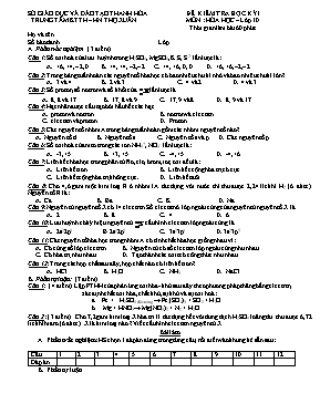 2 Đề kiểm tra học kỳ I môn Hóa học Lớp 10