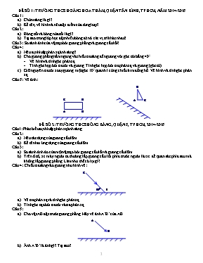 2 Đề kiểm tra học kỳ I môn Vật lý Lớp 7 - Năm học 2014-2015 - Trường THCS Hoàng Hoa Thám