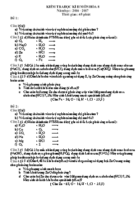 2 Đề kiểm tra học kỳ II môn Hóa học Lớp 8 - N