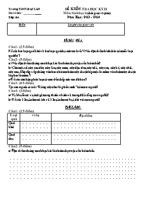 2 Đề kiểm tra học kỳ II môn Sinh học Lớp 6 - 
