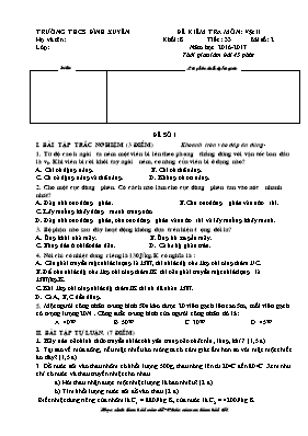 2 Đề kiểm tra Tiết 33 môn Vật lý Lớp 8 - Năm học 2016-2017 - Trường THCS Đình Xuyên