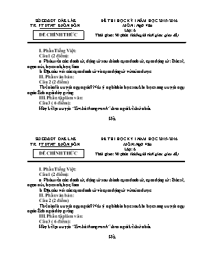 2 Đề thi học kỳ I môn Ngữ văn Lớp 6 - Năm học