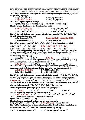 200 Câu hỏi lý thuyết vô cơ 12 trọng tâm - Ho