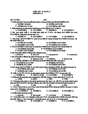 3 Đề kiểm tra 15 phút môn Hóa học 12