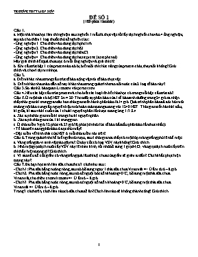 3 Đề thi thử học sinh giỏi môn Sinh học Lớp 1