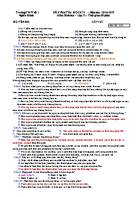 4 Đề kiểm tra học kỳ II môn Sinh học Lớp 12 - Năm học 2016-2017 - Trường THPT số 1 Nghĩa Hành