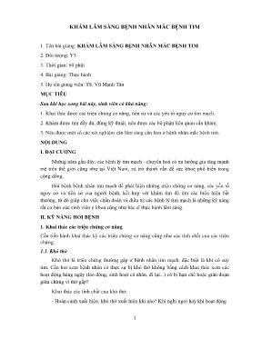 Bài giảng Khám lâm sàng bệnh nhân mắc bệnh tim - Vũ Mạnh Tân