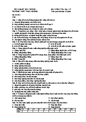 Bài kiểm tra Địa lý Lớp 12 - Trường THPT Thuỵ