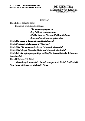 Bài kiểm tra số 1 môn Ngữ văn Lớp 11 - Năm họ