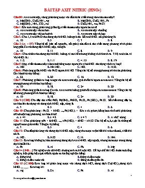 Bài tập axit Nitric (HNO₃)