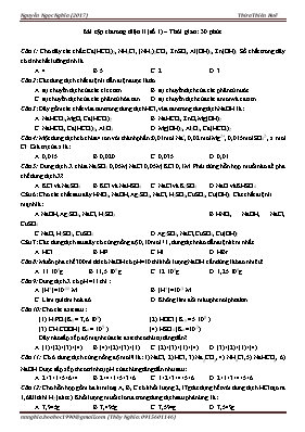 Bài tập chương Điện li (Số 1) - Hóa học 11