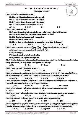 Bài tập Chương Nguyên tử (Số 2) - Hóa học 10