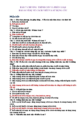 Bài tập Chương VI môn Tin học 11