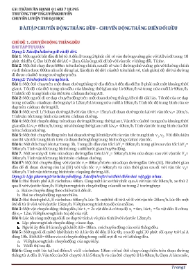 Bài tập Chuyển động thẳng đều – Chuyển động t