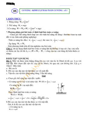 Bài tập Cơ năng - Định luật bảo toàn cơ năng
